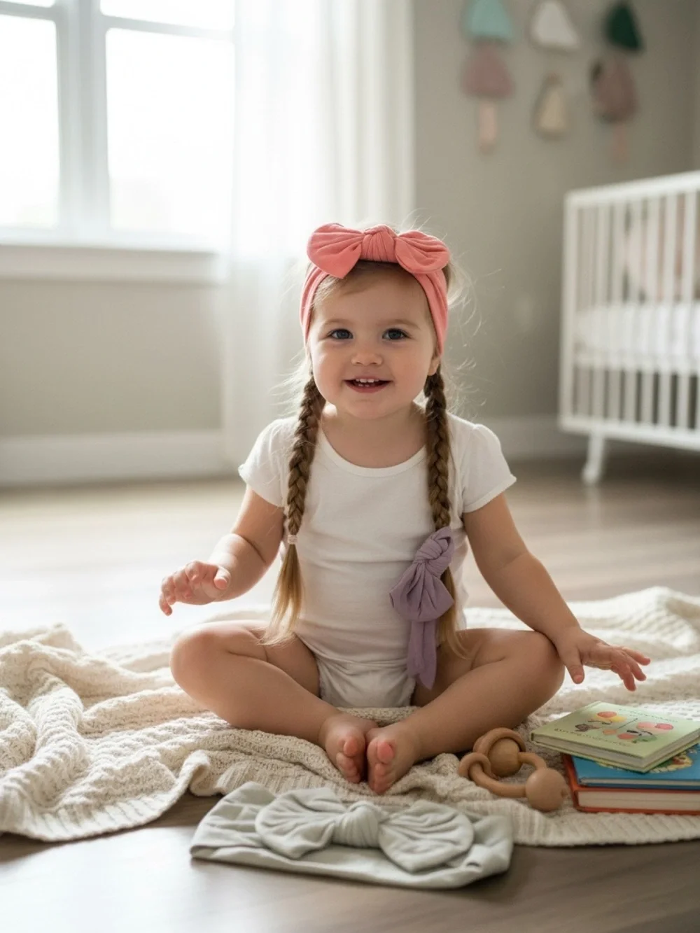 Handmade Baby Bow Headbands 3-Piece Set Pastel